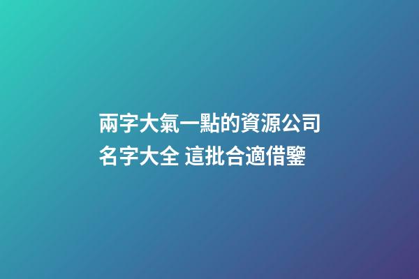 兩字大氣一點的資源公司名字大全 這批合適借鑒-第1張-公司起名-玄機派